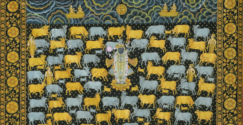 Pichwai Painting ~ Raas . Gold Foil Work { 4 X 4.5 Feet }